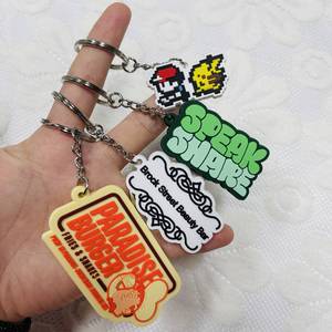 Manufacture Promotional Business Gifts 3D Embossing Printing PVC Rubber Personalized Design Keychains With Carabiners