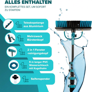 <span class=keywords><strong>Balai</strong></span> télescopique extensible Sillar avec tuyau d'arrosage de 3,95 mètres, réservoir de détergent, panneaux de nettoyage, polyvalent pour la maison, les camions et les voitures - Product Image 4
