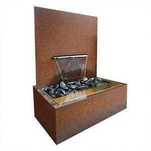 Fontaine de jardin moderne en acier corten rouillé rouge résistant aux intempéries, pour la décoration paysagère - Product Image 1