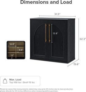 Buffet <span class=keywords><strong>de</strong></span> rangement arqué, meuble d'appoint modulaire, finition chêne <span class=keywords><strong>noir</strong></span> pour salon, cuisine, bar à café - Product Image 2