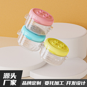 Portable Baby Food Storage Box Plastic Airtight Container Round Clip-On Lid Travel <b>Set</b> Of 3 Mixed Color - Product Image 2