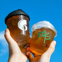 Gobelets en plastique transparent PET PP confortables avec couvercle, gobelets jetables pour café glacé avec couvercles pour boissons froides à emporter