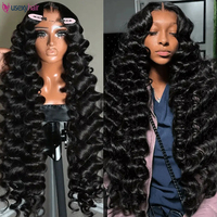 Wig Rambut Asli 250% Density 5x5 Gluess Wig 13x4 13x6 HD Transparent Lace Frontal Lace Preplucked Natural Black Deep Wave Frontal