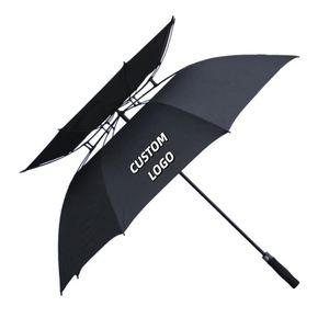 Rain <b>Umbrella</b> with Double Canopy for Men With Logo Printing <b>Large</b> Windproof <b>Umbrellas</b> Semi Automatic Open Oversize - Product Image 1