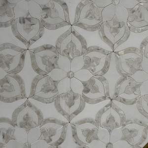 Mosaïque de marbre personnalisée noir et blanc, motif floral, design classique, <span class=keywords><strong>tapis</strong></span> de marbre - Product Image 5