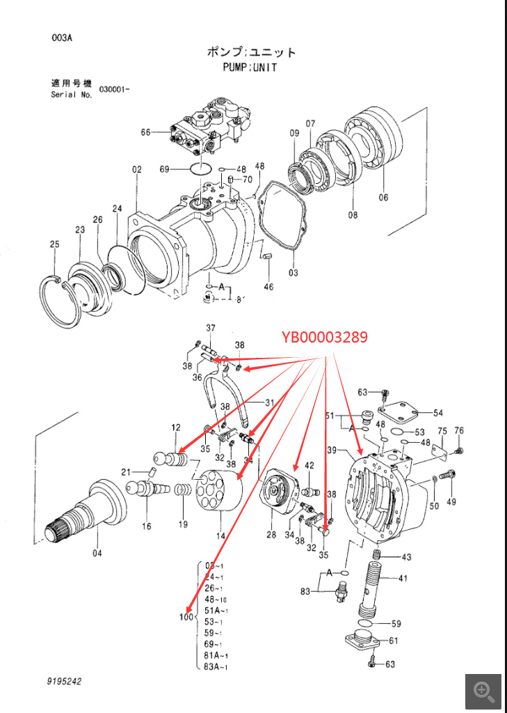 Original Hydraulic Pump Repair Kit YB00003289 for ZX330 ZX330-5G