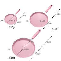Poêle à crêpes antiadhésive de 6, 8 et 10 pouces, poêles à gaz de forme ronde, poêle à œufs, ustensiles de cuisine rose