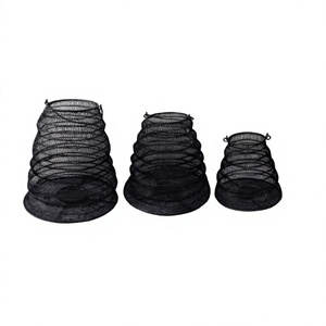 Lot de 3 bougeoirs en maille métallique noire - Product Image 1