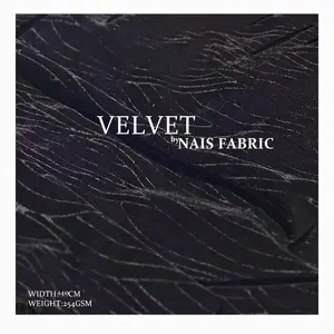 high quality black thick arabic winter ombre crushed silk velvet polyester texterd fabrics for clothing