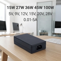 Nouveautés Alimentation de bureau à découpage GaN 5V 9V 12V 15V 20V 28V 2A 5A 36W 45W 140W Chargeur rapide USB Adaptateur AC/DC