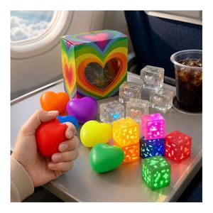 Hot Sale <b>Glow</b> in Dark Heart Toy <b>Cube</b> Stress Ball Squeeze Squishy Sensory TPR Party Favor Classroom Prize Stock - Product Image 4
