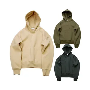 High quality 400gsm cotton fleece oversized heavyweight streetwear blank custom puff printing drop shoulder men's hoodies
