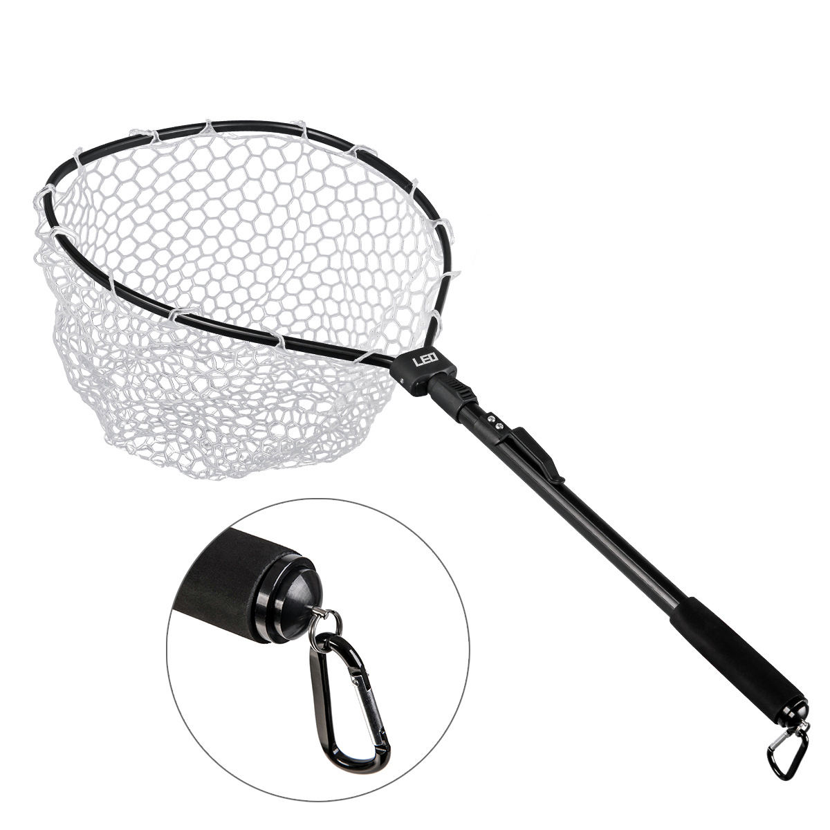 Wholesale 85cm Folding Hand Fishing Nets Silicone Rubber Nets Fly