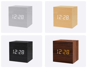 Đồng hồ báo thức nhỏ bằng gỗ vuông phòng khách đầu giường đồng hồ kỹ thuật số kích hoạt bằng giọng nói thông minh Máy tính để bàn điện tử - Product Image 5