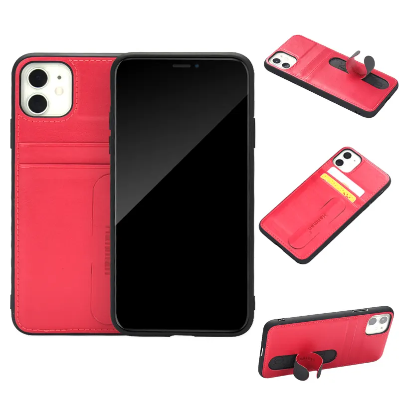 High quality factory custom Cowboy Leather Phone case Red Cell phone support frame For Iphone 13 14