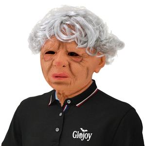 Masque en latex amusant de grand-mère vieillue aux cheveux blancs pour Halloween, fête costumée, jeu de rôle, coiffe de mascarade personnalisable - Product Image 6