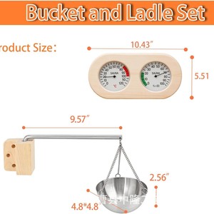 Wooden Sauna Set Bucket Spoon Thermometer Hygrometer <b>Timer</b> For Sauna Room Accessories - Product Image 3