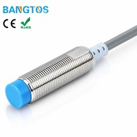 Capteur de proximité inductif industriel M12 à 3 fils, non encastré, NPN NO, distance de détection 8 mm, 12-24 VCC, directement de l'usine BANGTOS