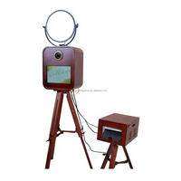 Photomaton portable vintage en bois pour mariage, avec trépied amovible, pour appareils photo, smartphones et iPad, impression en libre-service pour événements et fêtes