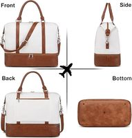 Sac de voyage pour femme personnalisé, grande capacité, couleur unie, toile, fermeture éclair, résistant à l'eau, sac de week-end, bagage à main