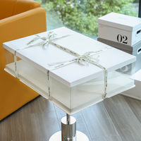 Boîte à gâteau rectangulaire transparente pour 18/22 20 24/26 pouces cérémonie d'ouverture emballage de gâteau en carton de qualité alimentaire