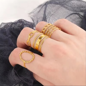 Nouvelle Tendance Vente en Gros Bijoux Fantaisie Anneaux pour Femmes en Acier Inoxydable Plaqué Or 18K Creux et Ajustables - Product Image 3
