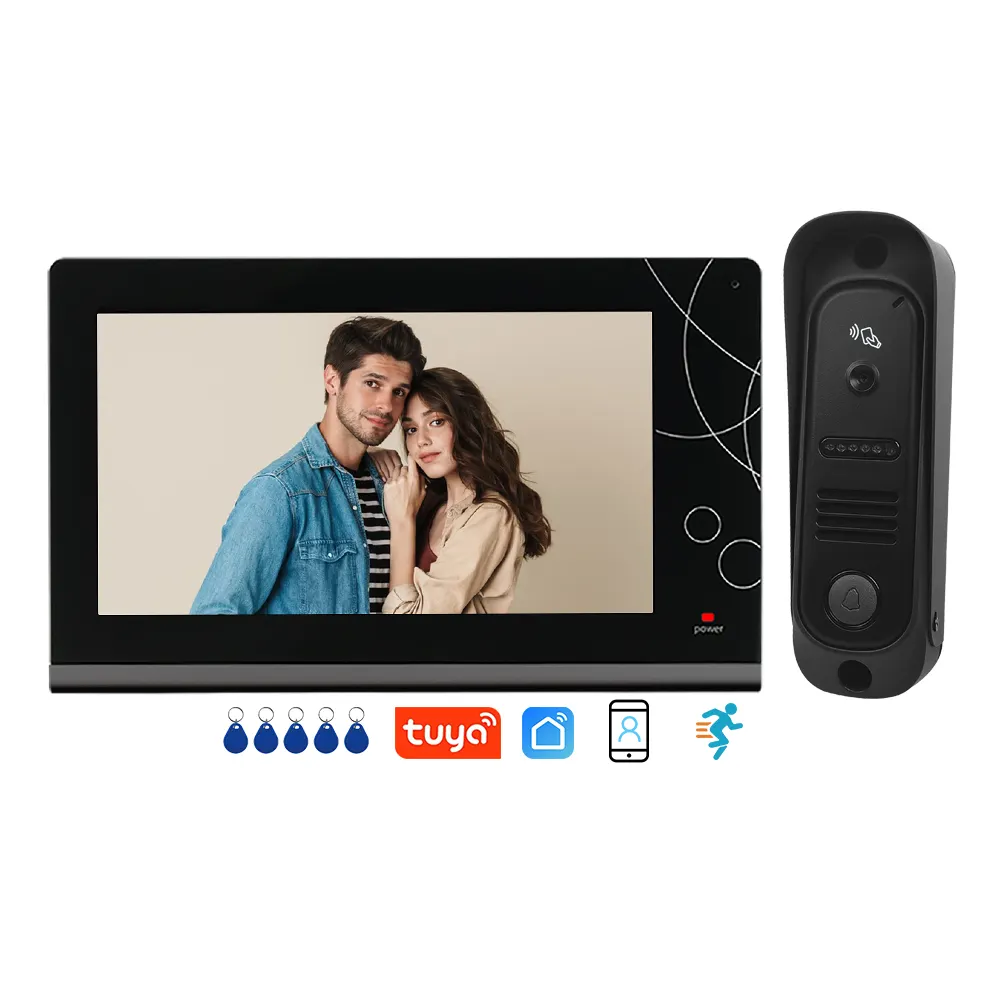 Tuyaสมาร์ทWiFi/วิดีโอแบบมีสายโทรศัพท์ประตู 1080PวิดีโอIntercom 7 นิ้วหน้าจอIPSกล้องประตูบันทึกวิดีโอVillaบ้านกระดิ่ง