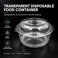 Bol à salade rond transparent en PET avec couvercle à charnière haute en plastique transparent pour salades fraîches, restauration, vente directe d'usine