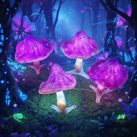 5 pièces en un groupe Unique champignon lampe ornement Sculpture lumière fantaisie fibre de verre champignon lampe pour Avatar scène jardin décor
