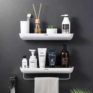 Dropshipping Multifunction Household No Drilling Plastic Sucker Wall Mounted Kitchen Toilet rack Shelf Bathroom Rack Storage