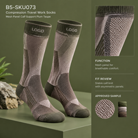 Chaussettes de compression avec panneaux en maille pour le soutien du mollet, couleur prune taupe, en Spandex et Nylon, zones en maille, soutien gradué, ajustement du bout du pied