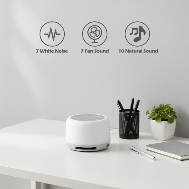 Home Rechargeable Modern Baby Sleep Sound White Noise Machine ABS Night Light with Color-Changing LED Lights Bedroom Bedside Use