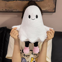 Nouvelle Peluche Citrouille d'Halloween en Forme de Fantôme, Longue et Super Douce, Coussin à Câliner / Poupée Anti-Stress Lavable / Décoration