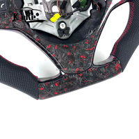 Volant de style F1 en carbone forgé rouge avec cuir perforé noir pour BMW E90 E92 E93 M3 2005 2013 Fond plat