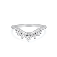 Anillo de Compromiso de Moissanita con Corte Redondo en Forma de V, Plata de Ley 925