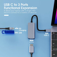 Hub USB Tipo C 3 en 1, Estación de Acoplamiento HDTV 4K, Adaptador Extensor USB C 3.0, Divisor Multipuerto, Carga Rápida PD, Hubs USB