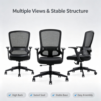 Chaise de bureau ergonomique en maille à dossier haut avec support lombaire, pivotante, rafraîchissante et extensible