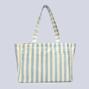 Wholesale Stripe Reusable Gift Travel Large Capacity Classic Students Shopping Custom Printed Logo Women's Large Canvas <b>Tote</b> - Product Image 4
