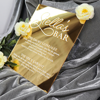 Acrílico de espejo dorado de 3mm Simple personalizado con detalles de plato de lámina blanca para Barra de boda, menú de barra de boda, bebidas de firma