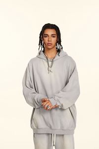 Yingling logotipo personalizado estampado Oversize 370g sudaderas con capucha lavado ácido hombres Stone Wash Sudadera con capucha sudadera serigrafiada sudadera - Product Image 5