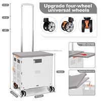 Chariot de courses pliable et multifonctionnel pour escaliers, bac de rangement portable à roulettes, construction en plastique robuste et durable