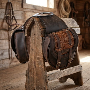 Sac de selle en cuir véritable de qualité supérieure, fait main, respirant, pliable, multifonctionnel, spacieux, accessoire équestre pour l'équitation - Product Image 3