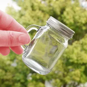 ONO Hot Sale 35ml 120ml 4 Unzen Einmach glas Behälter mit Griff Glas mit geteilten Verschluss kappen