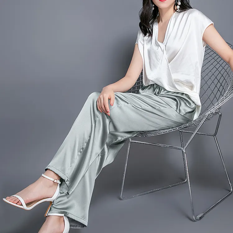 wholesale price luxury silk fashion pants custom fit silk trousers women girls 100% mulberry silk pants for women