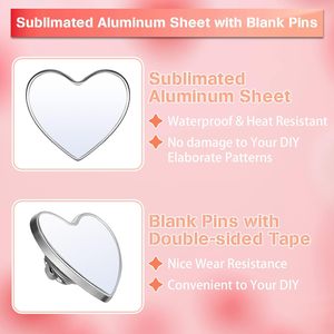 Spille a Forma di Cuore per Sublimazione, Regalo per la Festa della Mamma con Inserti in Alluminio - Product Image 3
