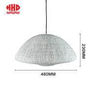 Abat-jour de plafond moderne éco-responsable fait main, en coton suspendu, avec structure en fil métallique, style minimaliste
