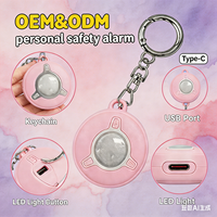 Rechargeable 130dB Personal Security Alarm Keychain Anti-Attack Emergency Personal Alarm with LED Flashlight for Self-Defense