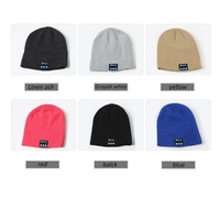 Sombrero Música Venta al por mayor Auriculares inalámbricos Knittedcap Customwovenlabel Embroideryleatherpatch logo Gorro de lana
