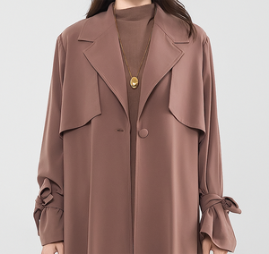 Customizable Modest Muslim Women Open <strong>Abaya</strong> with <strong>Unique</strong> Sleeve Cuff and Lapel Designer Style - Product Image 5