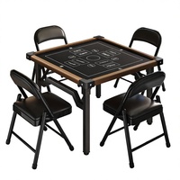 Table à manger et de mahjong double usage pour petits appartements, table pliante pour jeux de cartes avec panneau de style chinois moderne